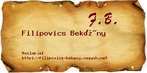 Filipovics Bekény névjegykártya